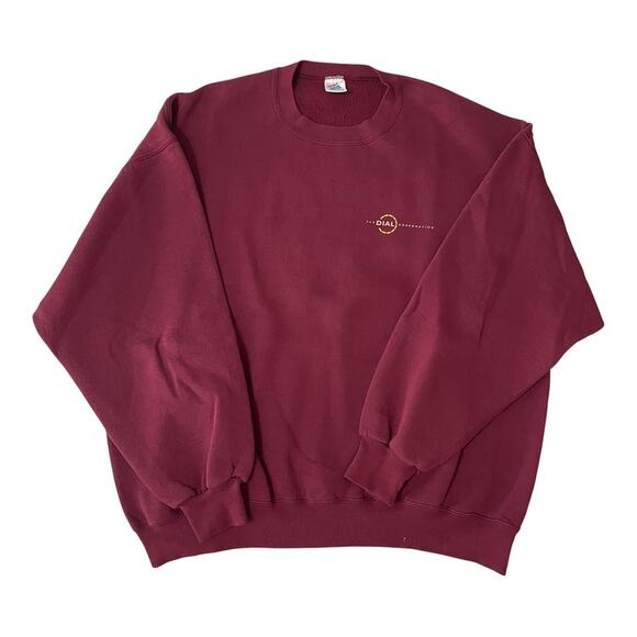 Jerzees Sweatshirt 2X Burgundy USA VTG 90s Dial Corp Logo Super Sweats Russell - Picture 1 of 7